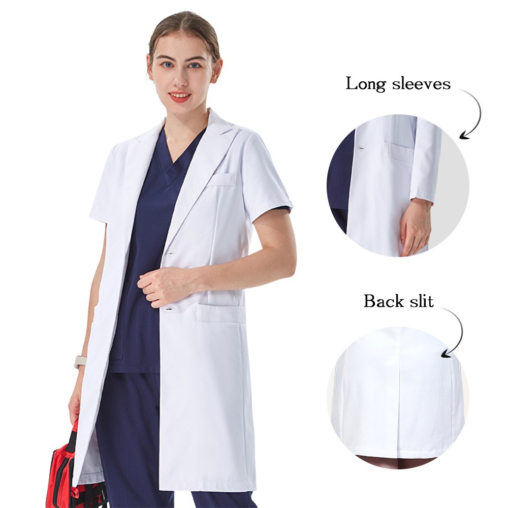 Medical Lab Coats - Blouse médicale blanche élégante à col