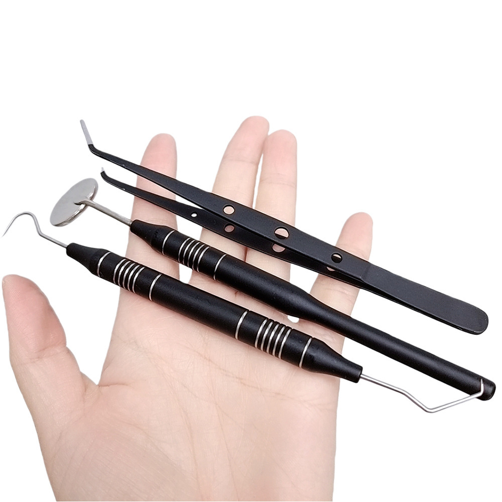 Kit dentaire noir et or 3 pièc - Dental Mirror Probe avis et prix