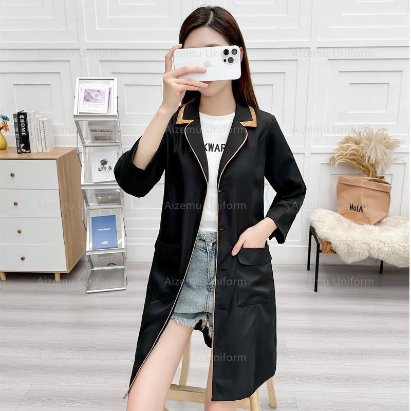 Uniforme de beauté noir avec r - Medical Lab Coats avis et prix